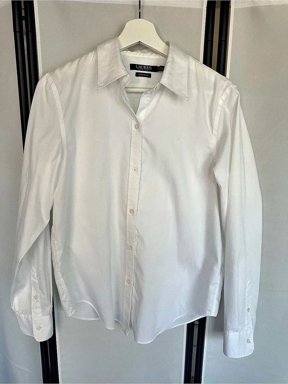 Lauren Ralph Lauren Non-Iron Stretch Cotton Button-Down Shirt White Medium